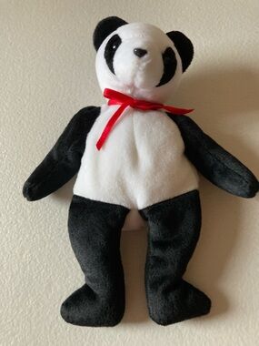 Vintage 1998 Ty The Beanie Babies Collection Fortune Stuffed Panda 9” Long